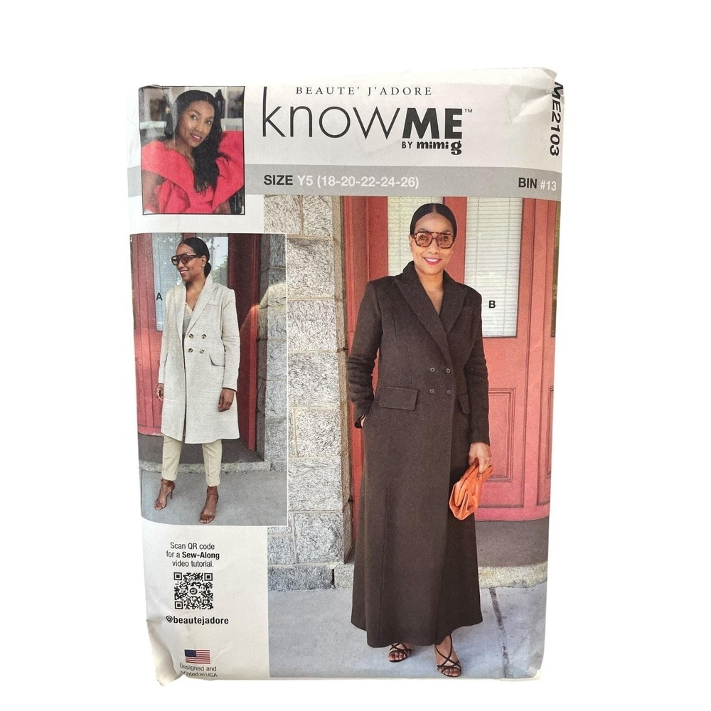 Knowme ME2103 Misses Lined Coat Jacket Y5 (18-26) Mimi‎ G Modern Sewing